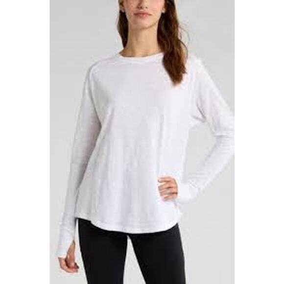Zella Tops - NWOT Zella White Long Sleeve Cotton T Shirt Sz XS Flawed